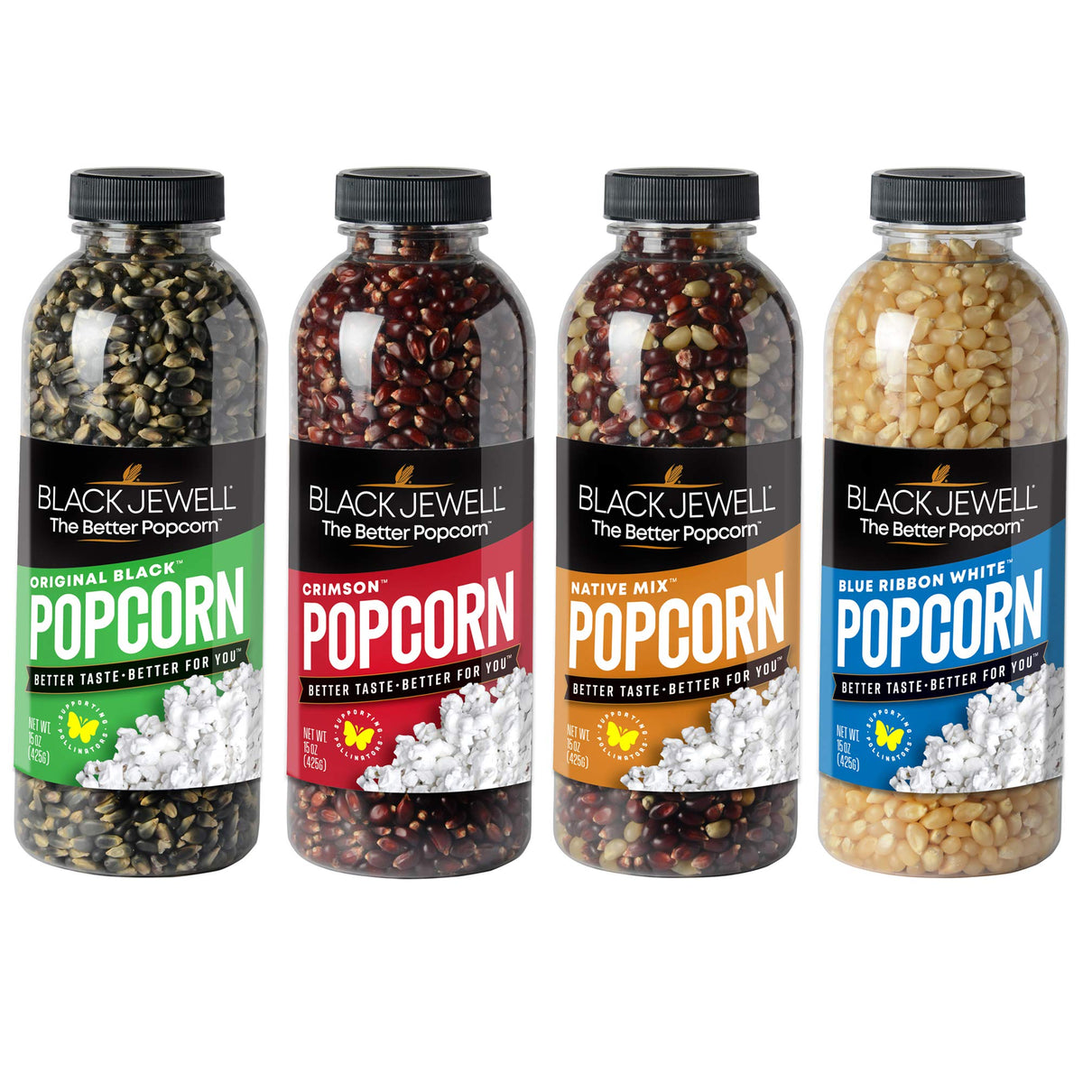 Black Jewell Popcorn Kernels 15 oz – Pack of 4 | Hull-Free, Tender Popcorn