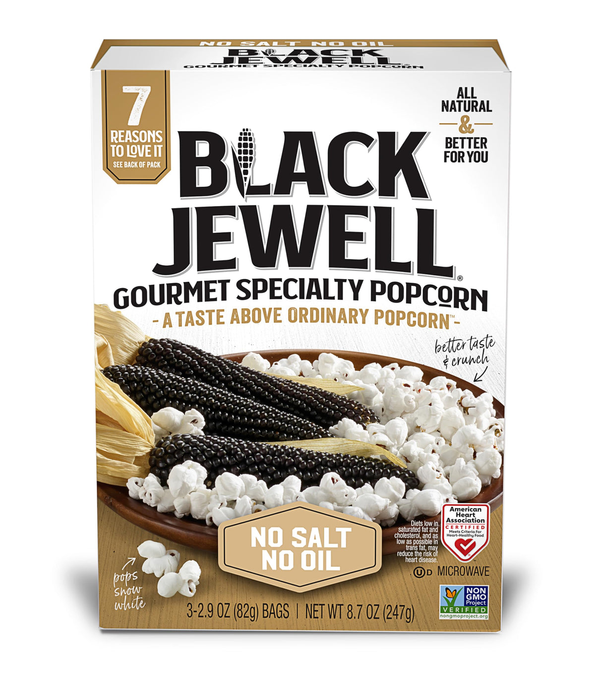 Black Jewell Gourmet Popcorn – Healthy No Salt No Oil Snack (6 x 8.7 oz)
