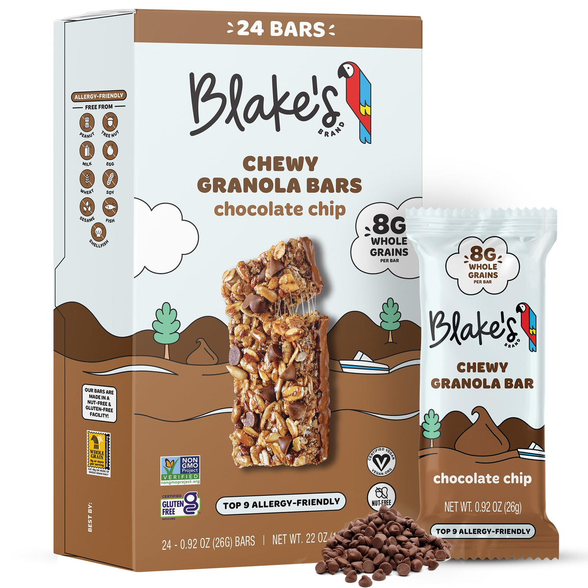 Blake’s Seed Based Chewy Granola Bars — Chocolate Chip (24 Count) | Vegan, Gluten Free, Nut Free & Dairy Free