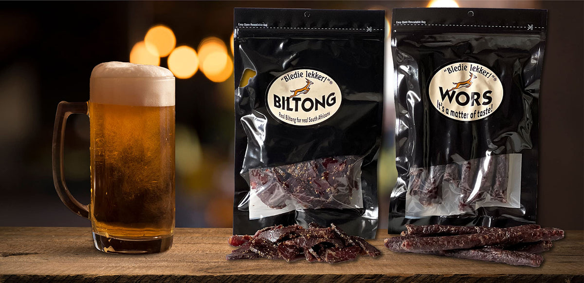 Bledie Lekker Biltong Droewors Bundle – 8oz + 8oz, Real SA Style, Made in USA
