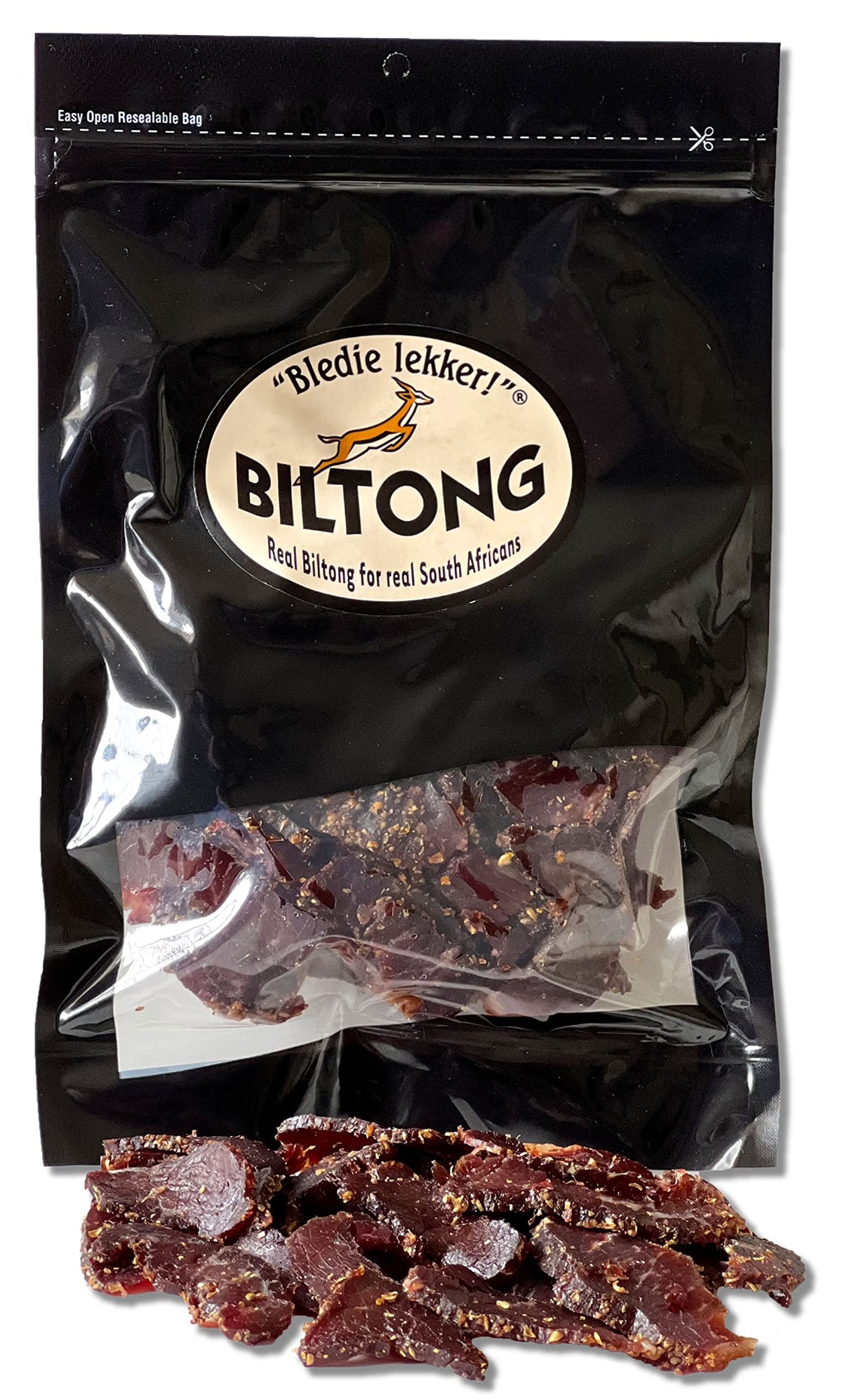 Bledie Lekker® Sliced Beef Biltong 16oz – USA Made, USDA Certified, Resealable Bag