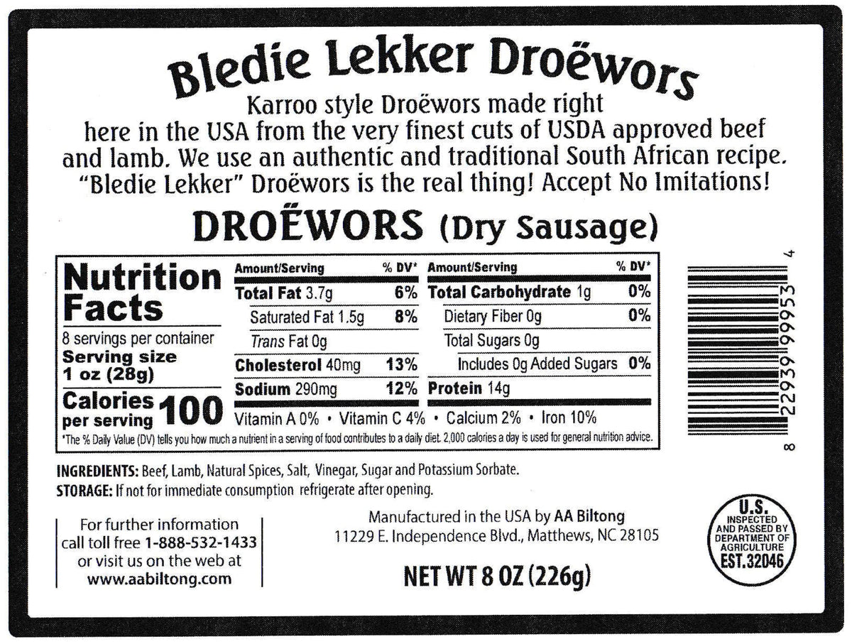 Bledie Lekker Biltong Droewors Bundle – 8oz + 8oz, Real SA Style, Made in USA
