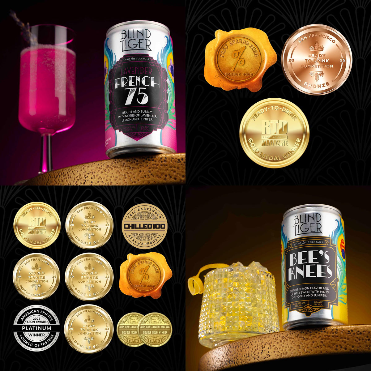 Blind Tiger Non-Alcoholic Cocktails & Mixers 8 Pack | Clean Ingredients & Ready-to-Drink Mocktails