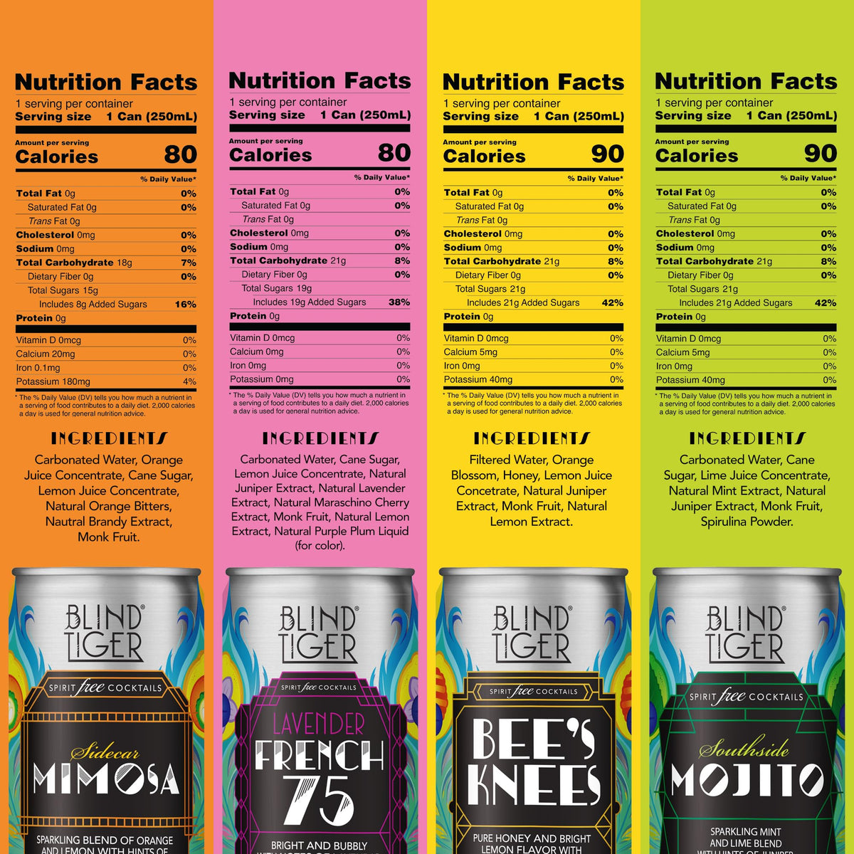 Blind Tiger Non-Alcoholic Cocktails & Mixers 8 Pack | Clean Ingredients & Ready-to-Drink Mocktails