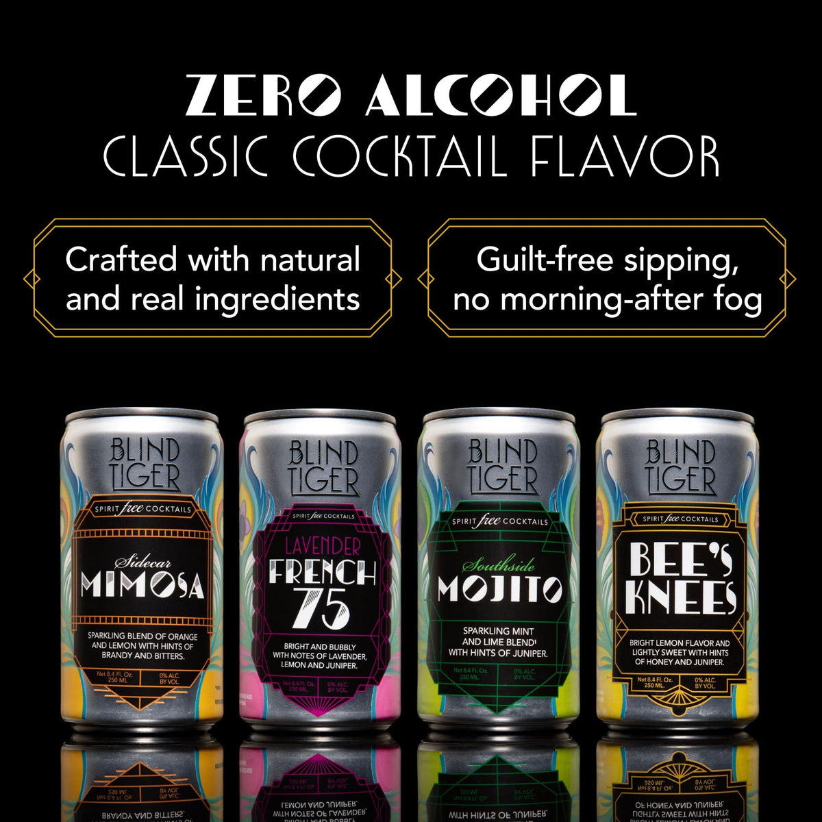 Blind Tiger Non-Alcoholic Cocktails & Mixers 8 Pack | Clean Ingredients & Ready-to-Drink Mocktails