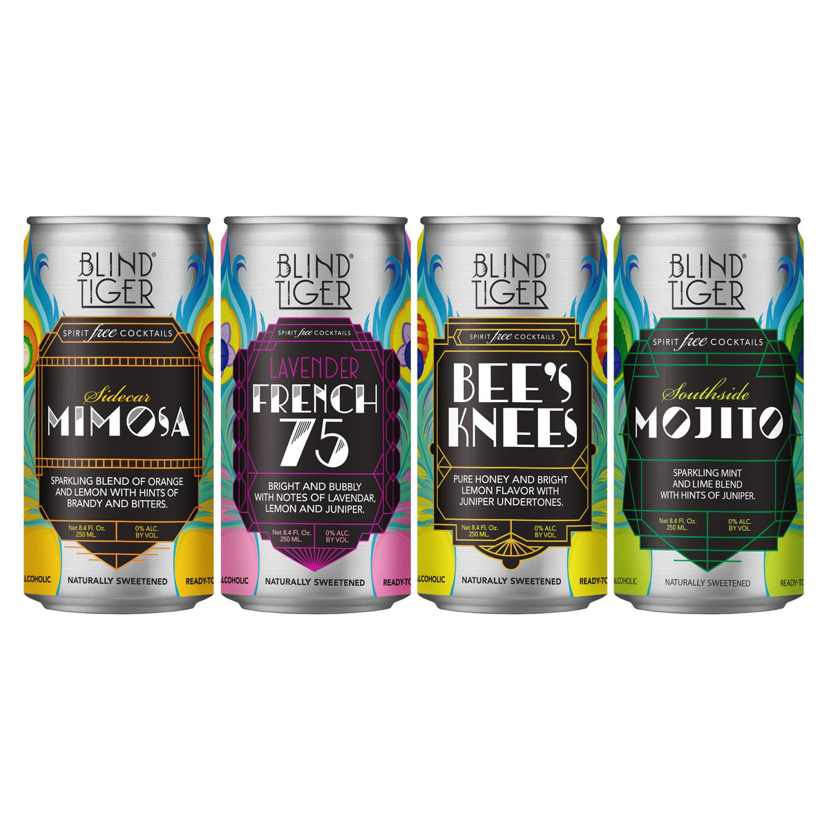 Blind Tiger Non-Alcoholic Cocktails & Mixers 8 Pack | Clean Ingredients & Ready-to-Drink Mocktails