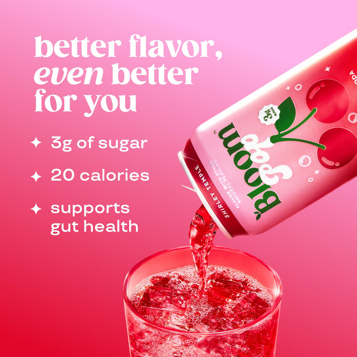 Bloom Pop Prebiotic Soda 12 Pack – 12oz Cans, Low Calorie, Caffeine-Free