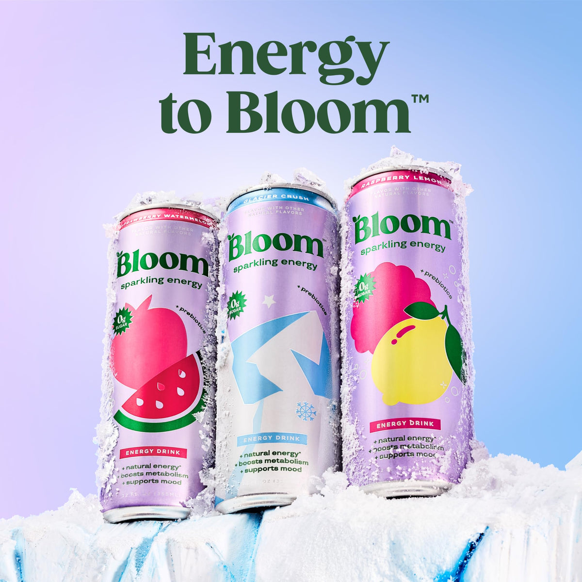 Bloom Nutrition Sparkling Energy Glacier Crush — Zero Sugar, 180mg Natural Caffeine