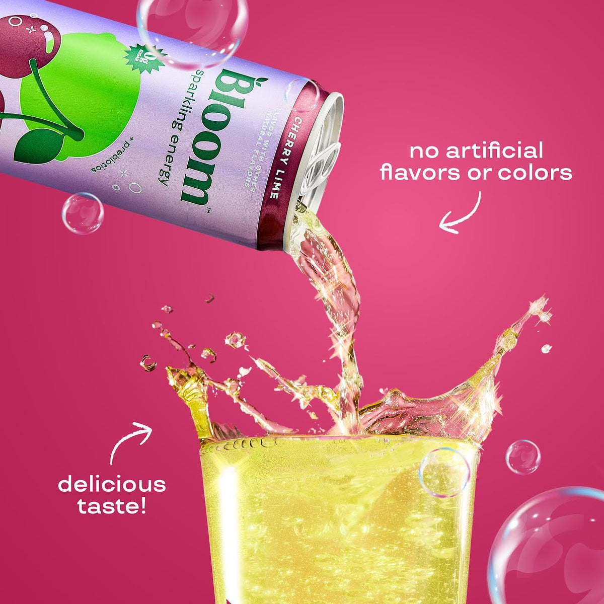 Bloom Nutrition Sparkling Energy Cherry Lime — 180mg Caffeine, Zero Sugar, 12oz Can