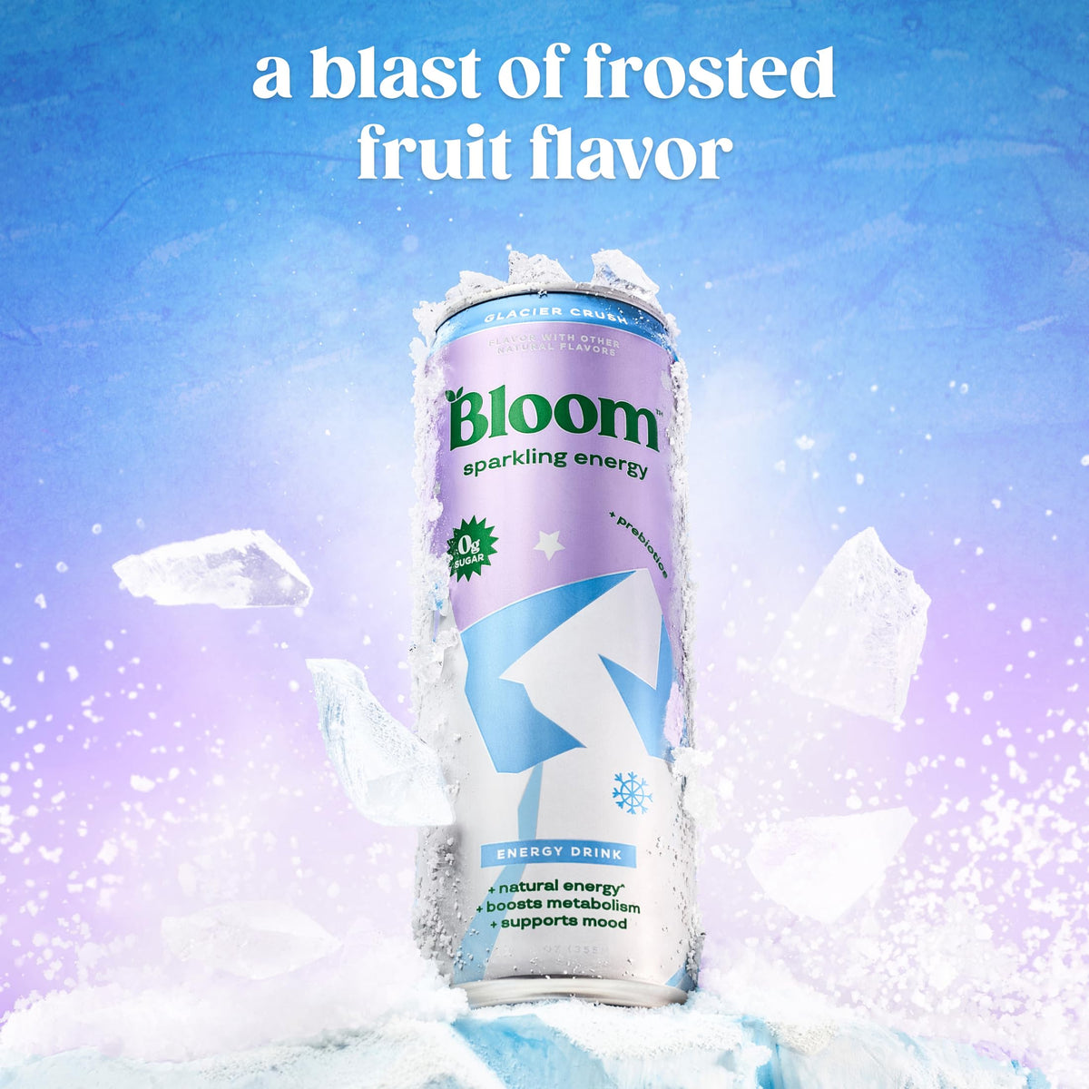 Bloom Nutrition Sparkling Energy Glacier Crush — Zero Sugar, 180mg Natural Caffeine