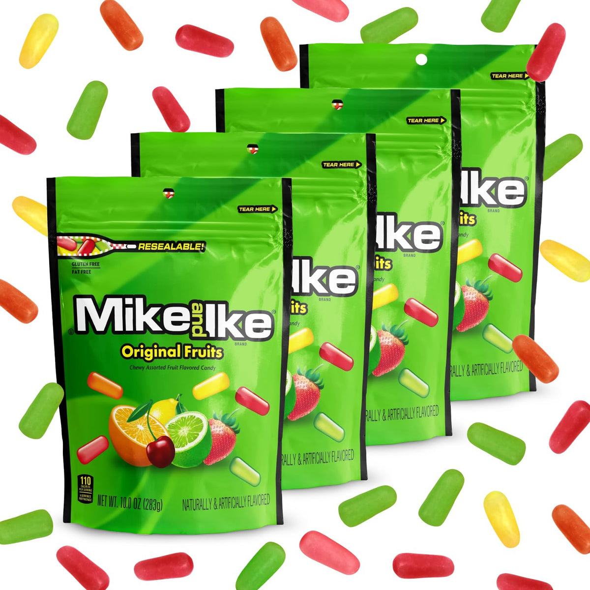 Bloom's Mike and Ike Original Fruits Candy — 4-Pack, 10 oz Each, Movie Theater Box