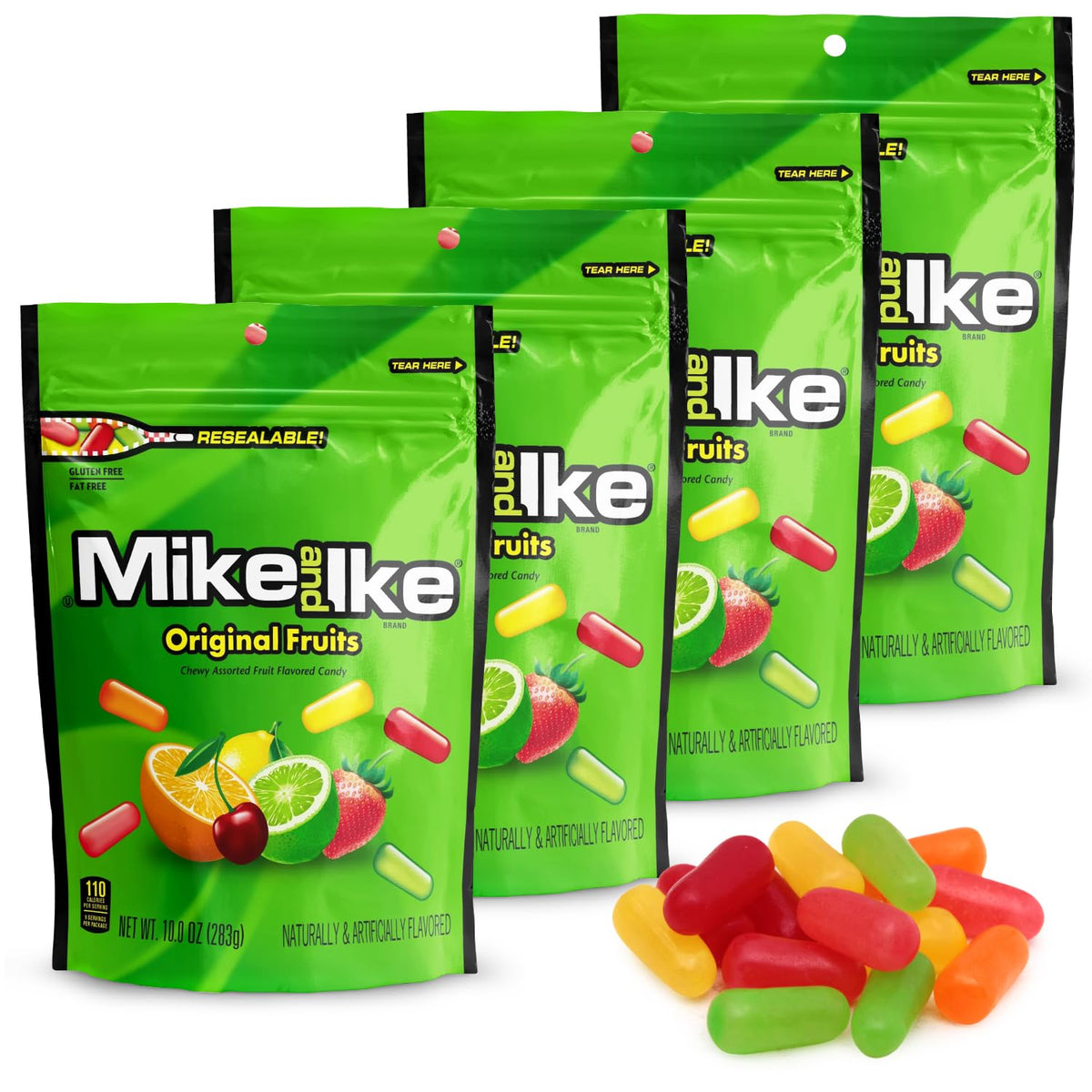 Bloom's Mike and Ike Original Fruits Candy — 4-Pack, 10 oz Each, Movie Theater Box