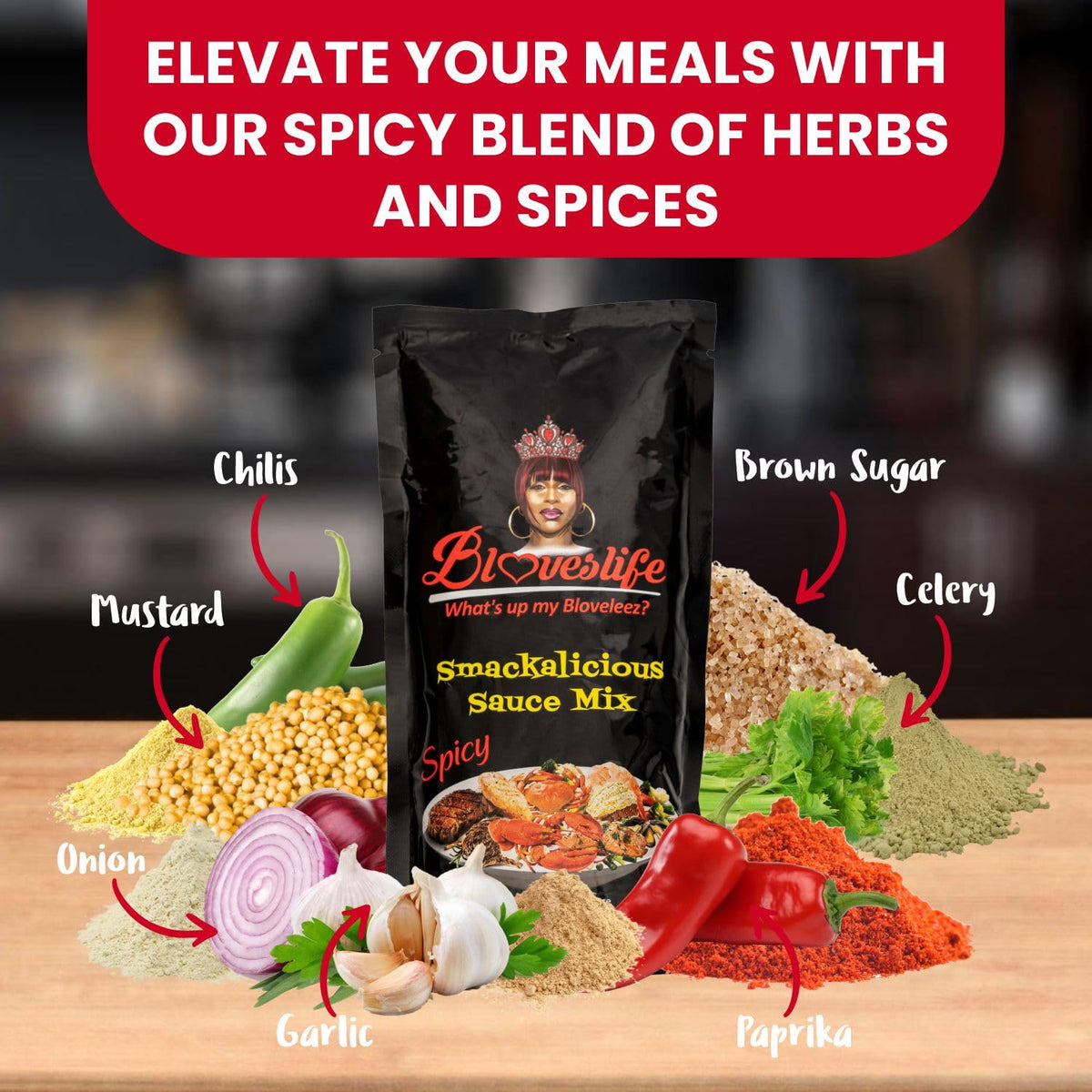 Bloveslife Spicy Cajun Smackalicious Sauce Seasoning Mix – Cajun Butter Sauce for Seafood, Meat & Veggies