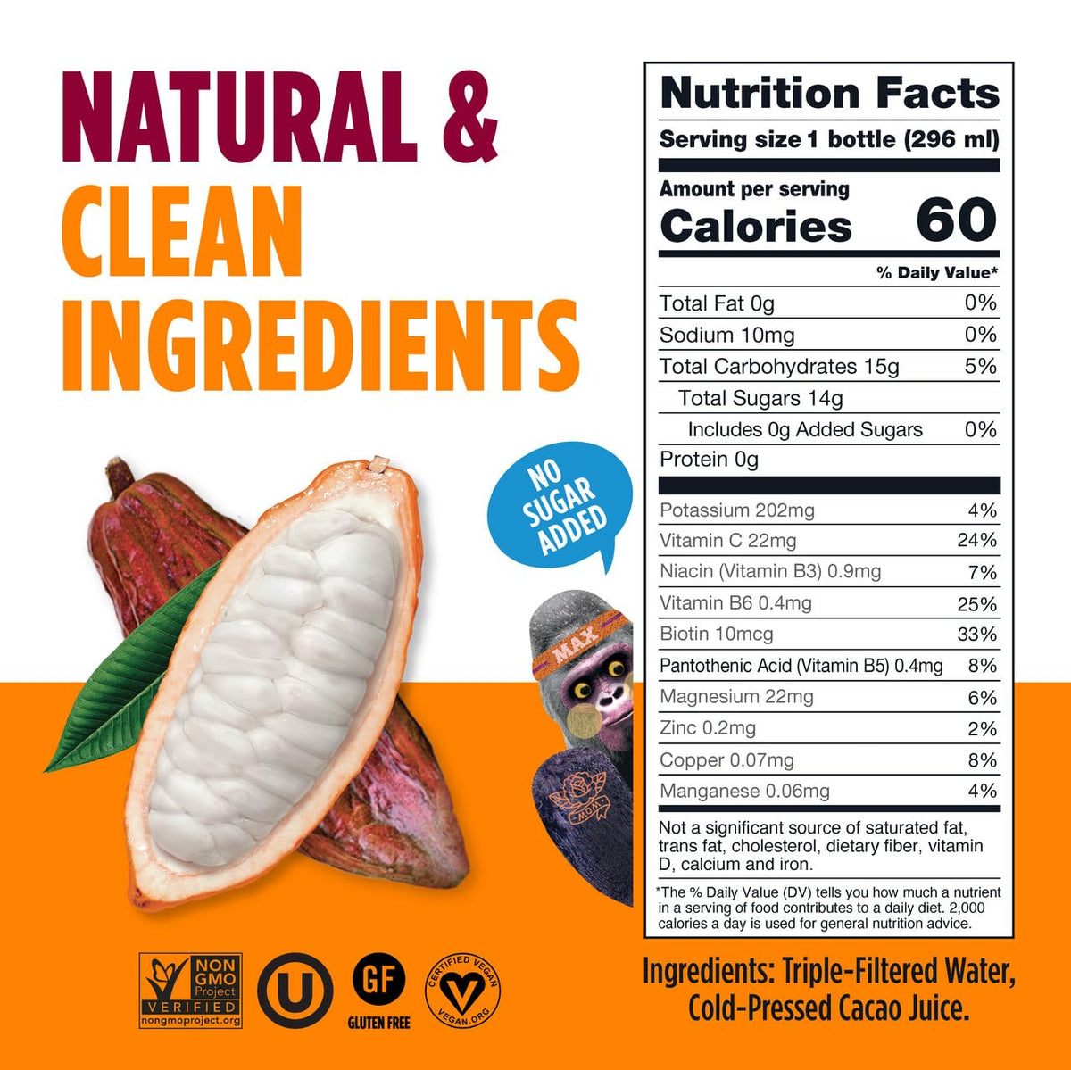 Blue Stripes Cacao Water (Just Cacao) – All-Natural Hydration with Electrolytes & Antioxidants | 12 Pack