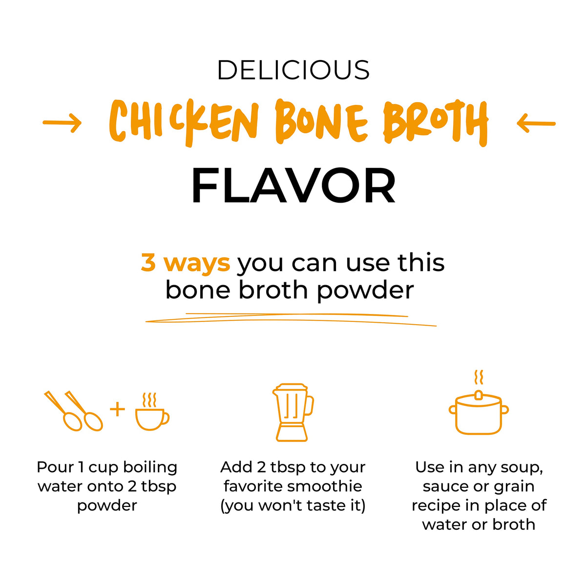 BLUEBIRD PROVISIONS Chicken Bone Broth Powder – Low Sodium, 12g Protein, 2 Ingredients
