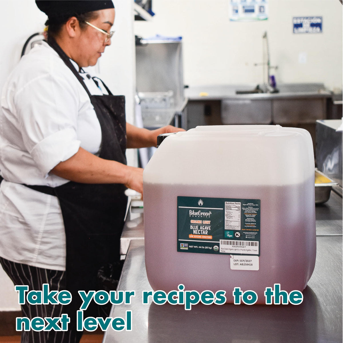 BLUEGREEN Raw Blue Agave Nectar 44 lb Bulk – Organic Natural Sweetener for Restaurants & Home