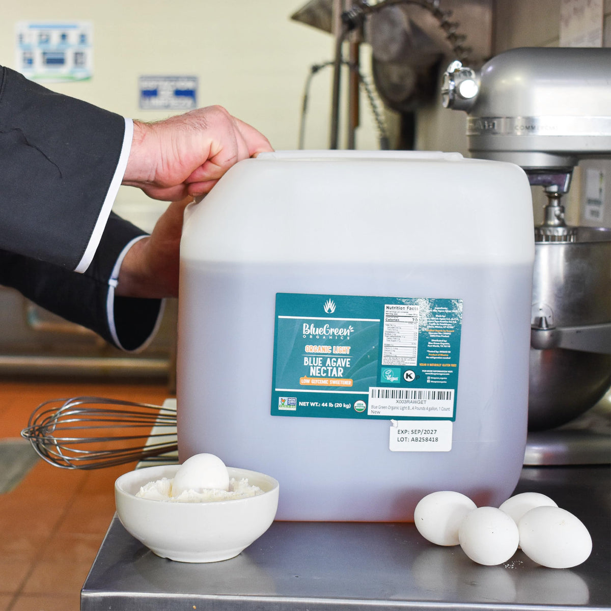 BLUEGREEN Raw Blue Agave Nectar 44 lb Bulk – Organic Natural Sweetener for Restaurants & Home