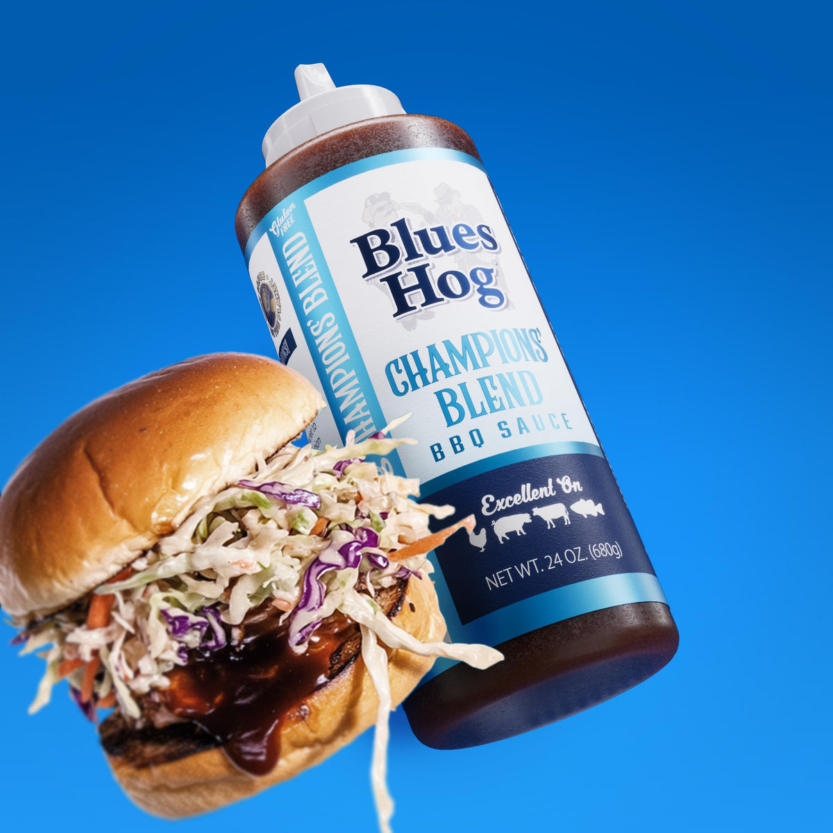 Blues Hog Champions' Blend BBQ Sauce – Sweet, Smokey & Tangy (128 oz) – All-Natural, Gluten-Free, Made in USA