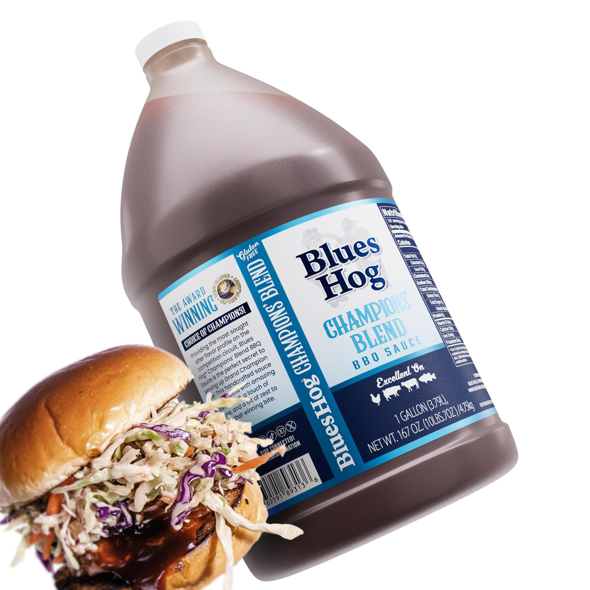 Blues Hog Champions' Blend BBQ Sauce – Sweet, Smokey & Tangy (128 oz) – All-Natural, Gluten-Free, Made in USA