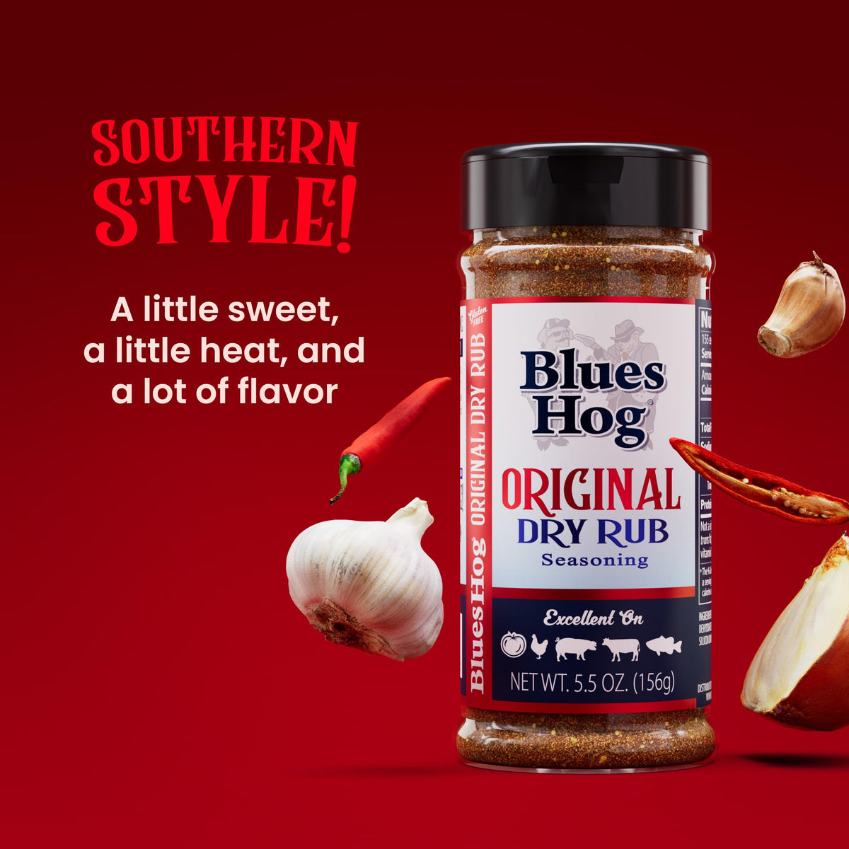 Blues Hog Original Dry Rub Seasoning – Southern Spice, Gluten-Free, All-Natural, USA-Made 26oz