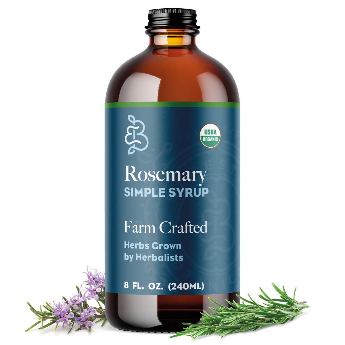 Bluestem Botanicals Organic Rosemary Simple Syrup — 8 oz | Cocktail & Mocktail Mixer