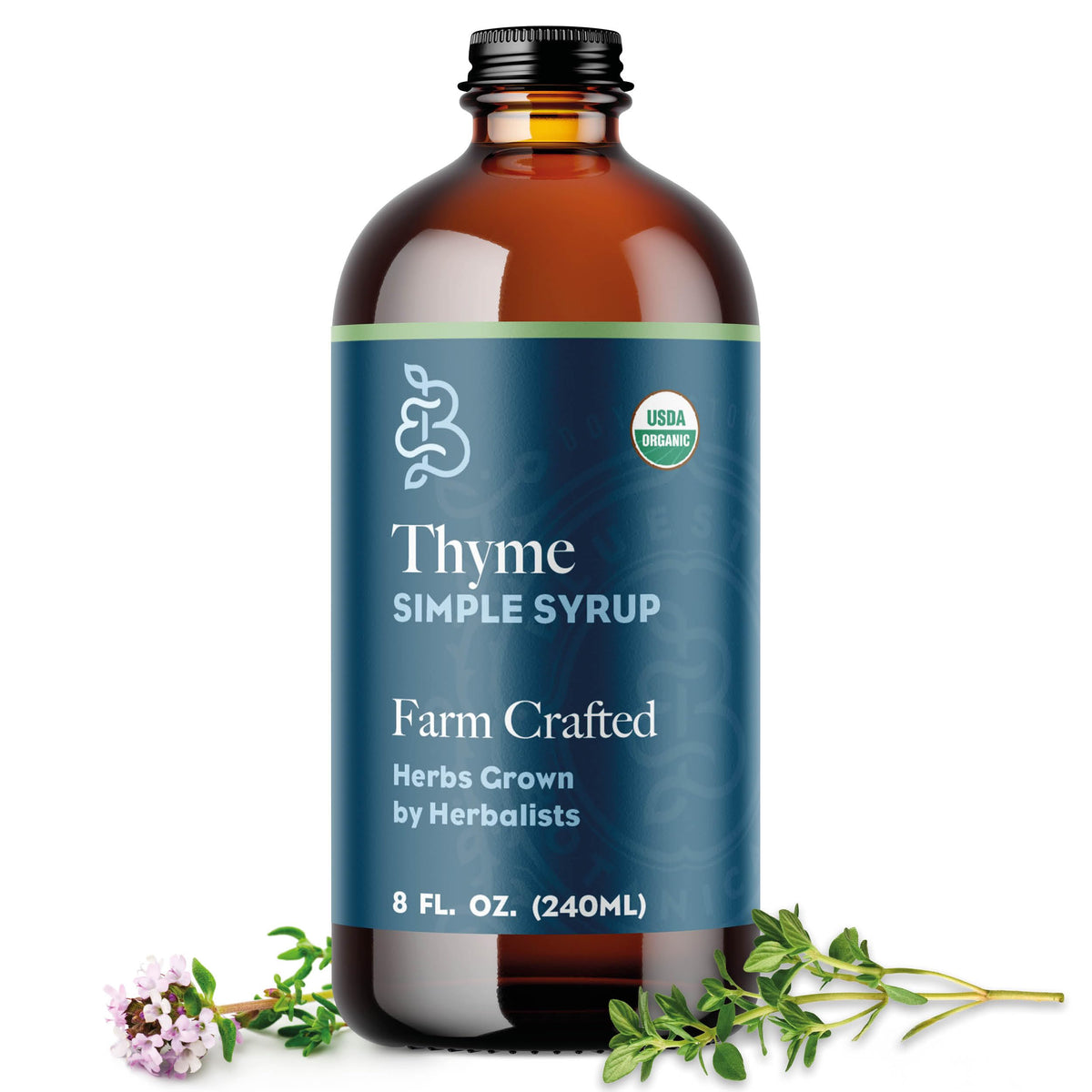 Bluestem Botanicals Organic Thyme Simple Syrup – 8 oz for Cocktails & Mocktails