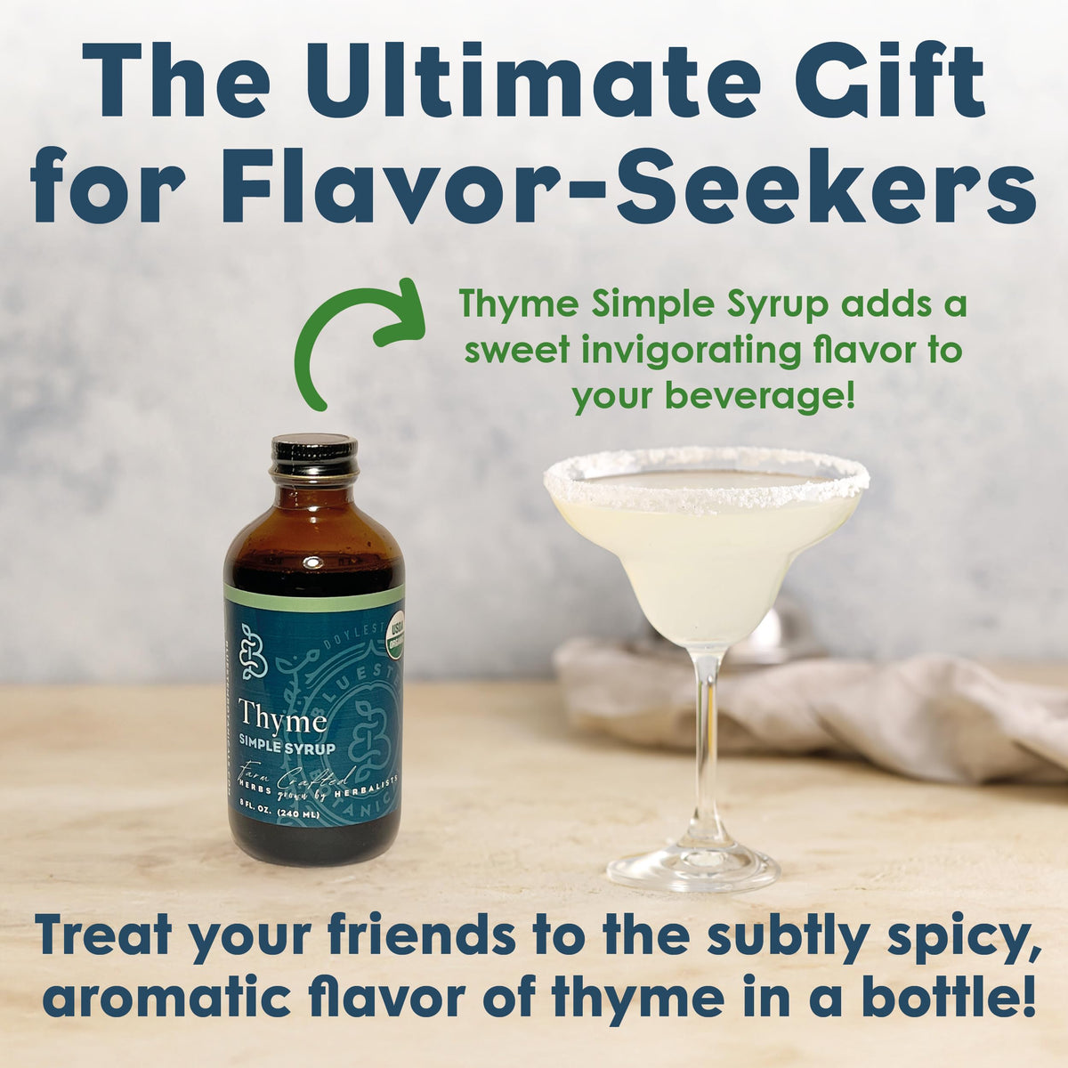 Bluestem Botanicals Organic Thyme Simple Syrup – 8 oz for Cocktails & Mocktails