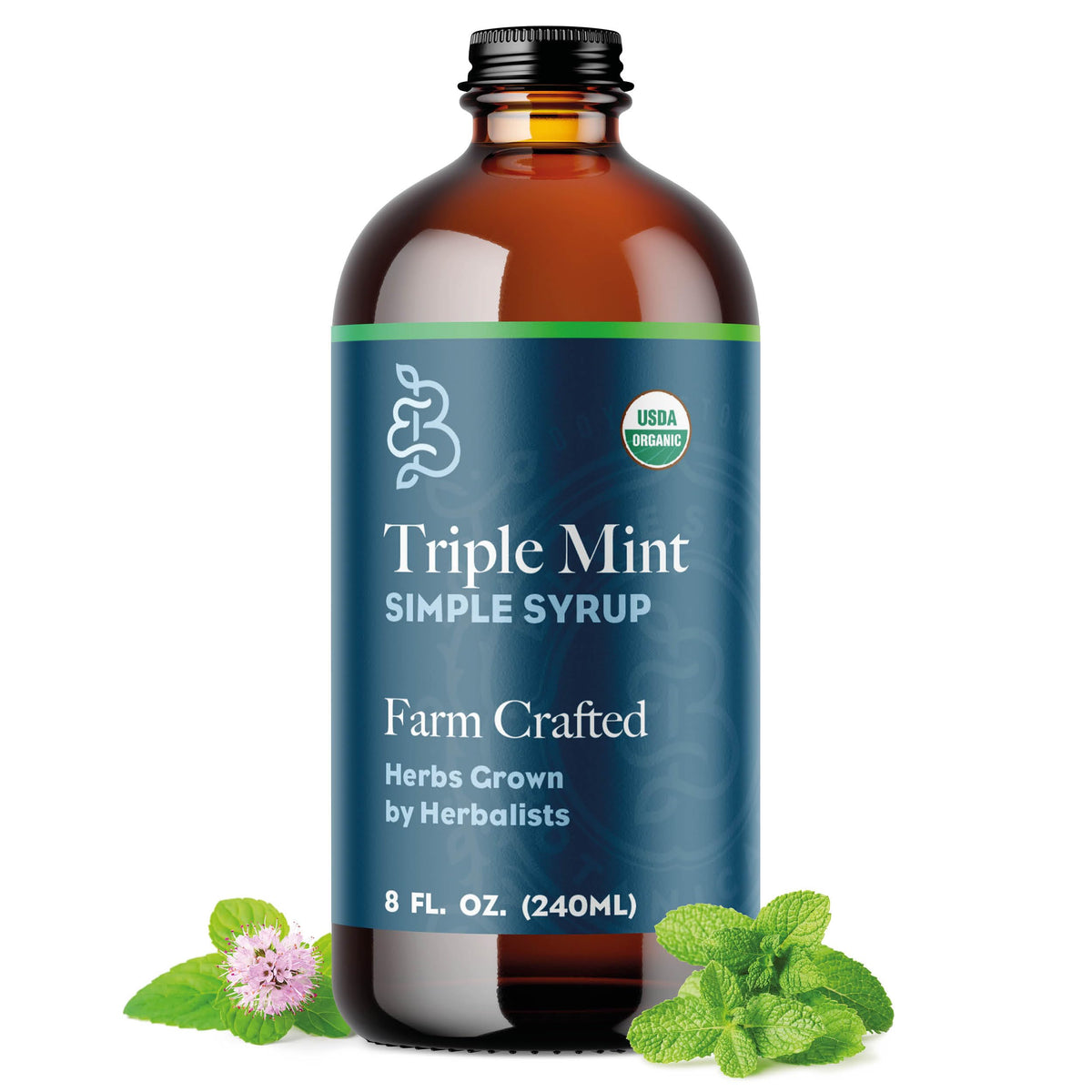 Bluestem Botanicals Organic Triple Mint Simple Syrup – 8 oz for Cocktails & Mocktails