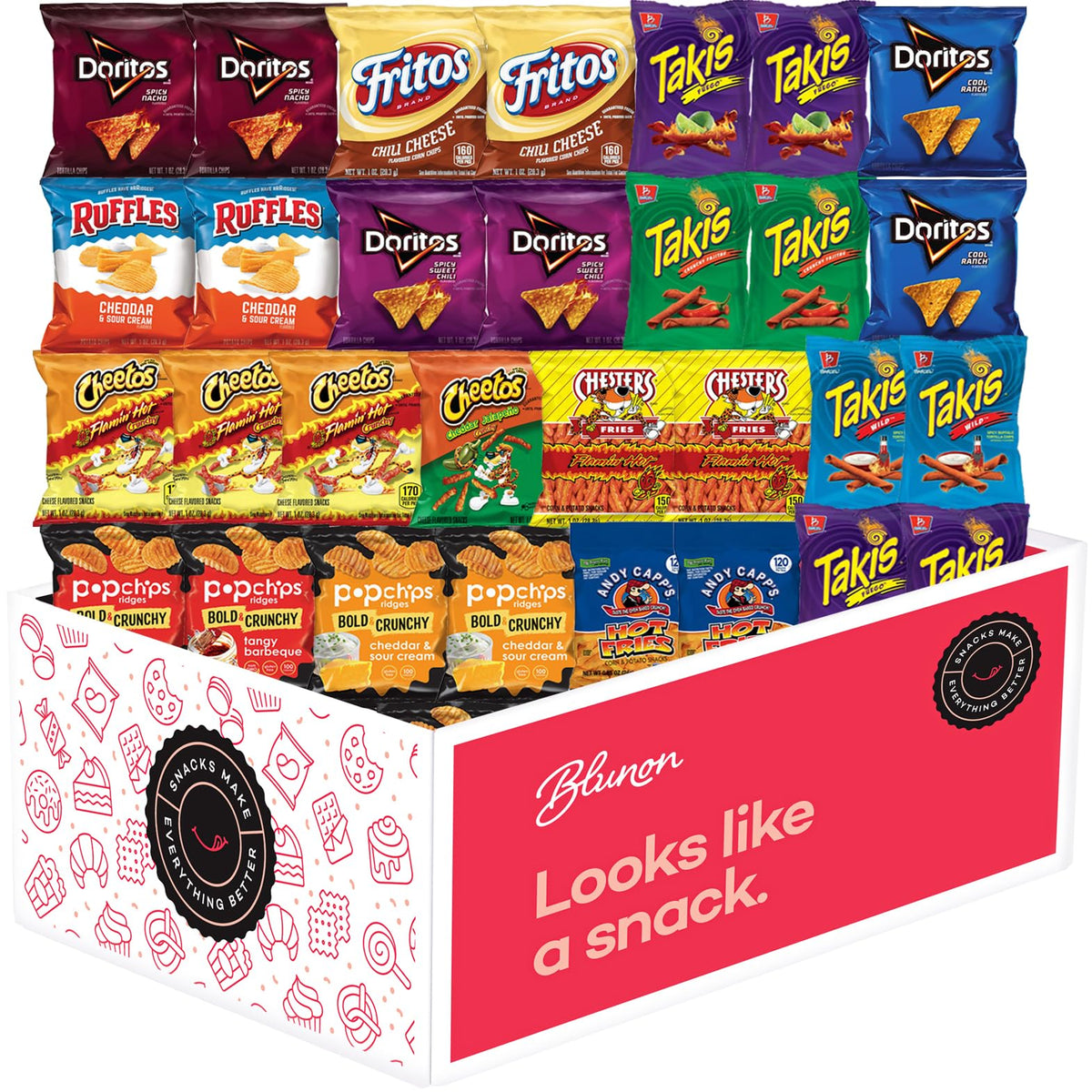 Blunon Hot Chips Snacks Variety Pack – 30-Pack Fiery Snack Care Package