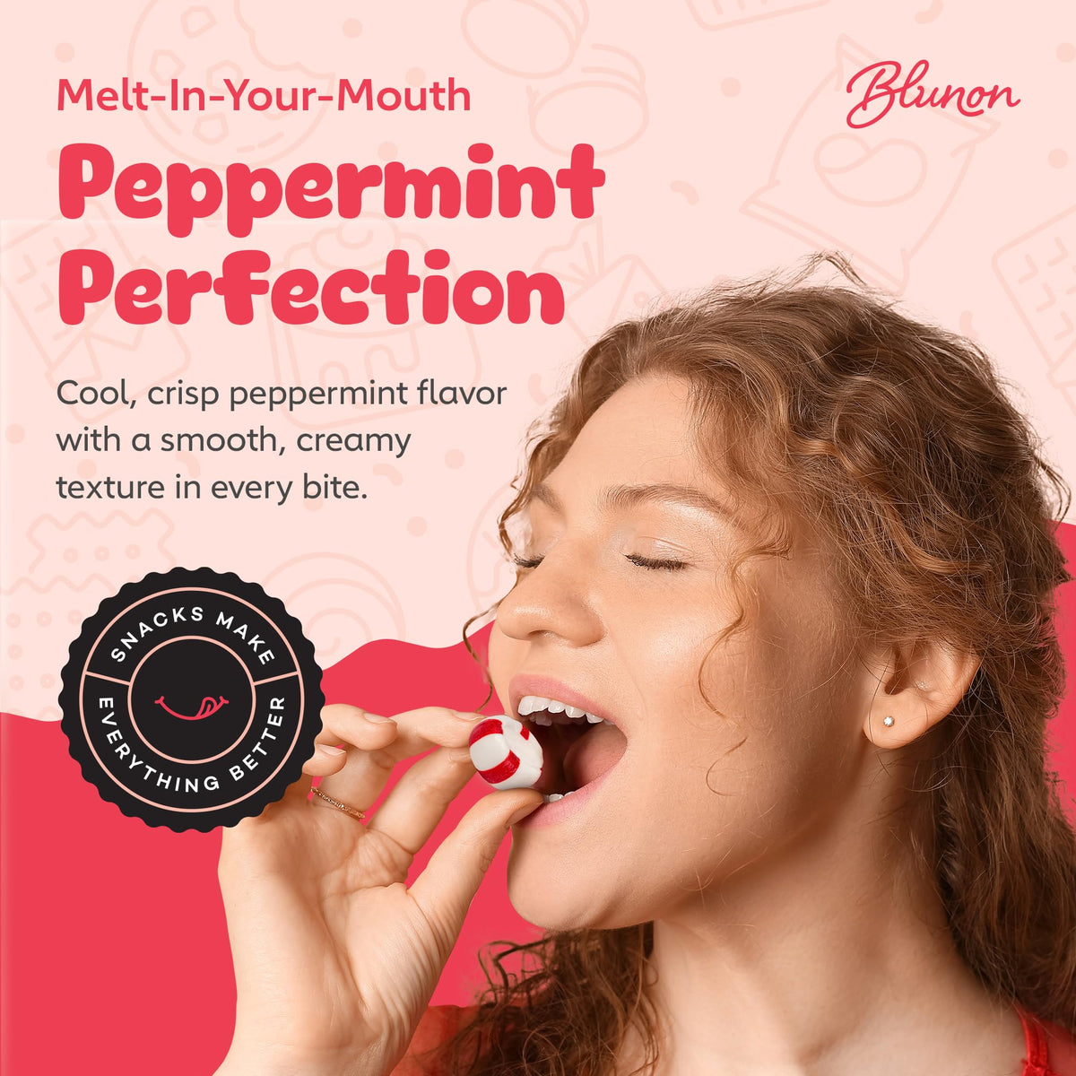 Blunon Peppermint Puffs Candy Mints – 4 lb Bulk, Individually Wrapped (360 Pieces)
