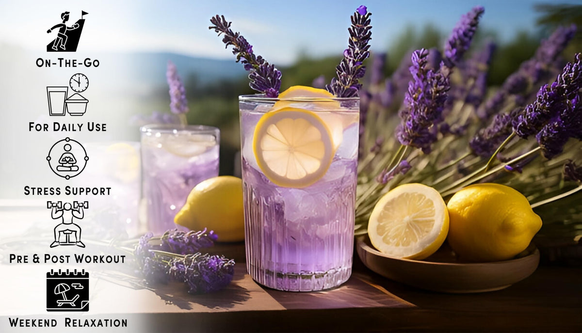 Bobelo Lavender Lemonade Self-Carbonating Hydration Drink — 15 Count | Low-Calorie, Sugar-Free Electrolyte Packets