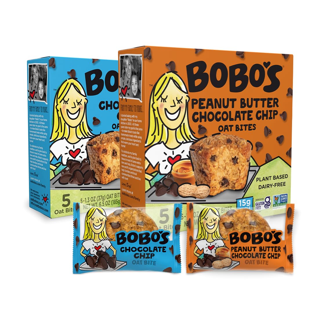 Bobo's Oat Bites Chocolate Chip Variety – Plant-Based, Gluten Free, 30 ct