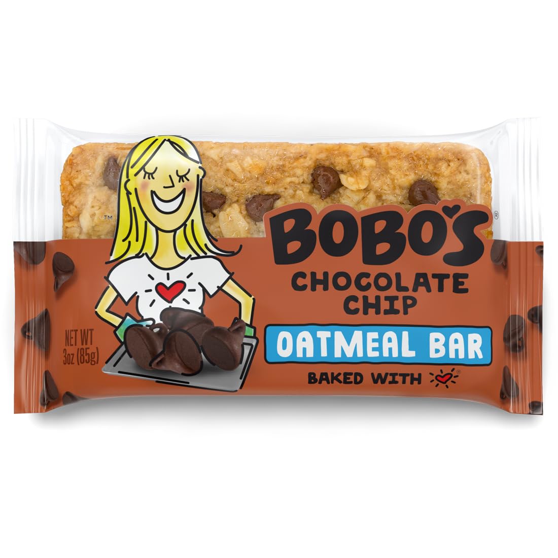 Bobo's Chocolate Chip Oat Bars — Gluten-Free, Plant-Based Whole Grain (12 Bars)