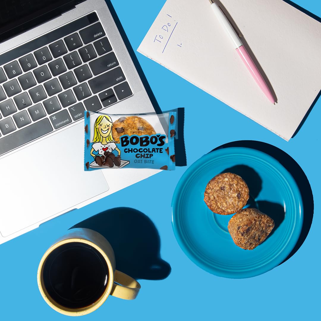 Bobo's Chocolate Chip Oat Bites – Gluten Free, Plant-Based Oat Snacks (30 Count)