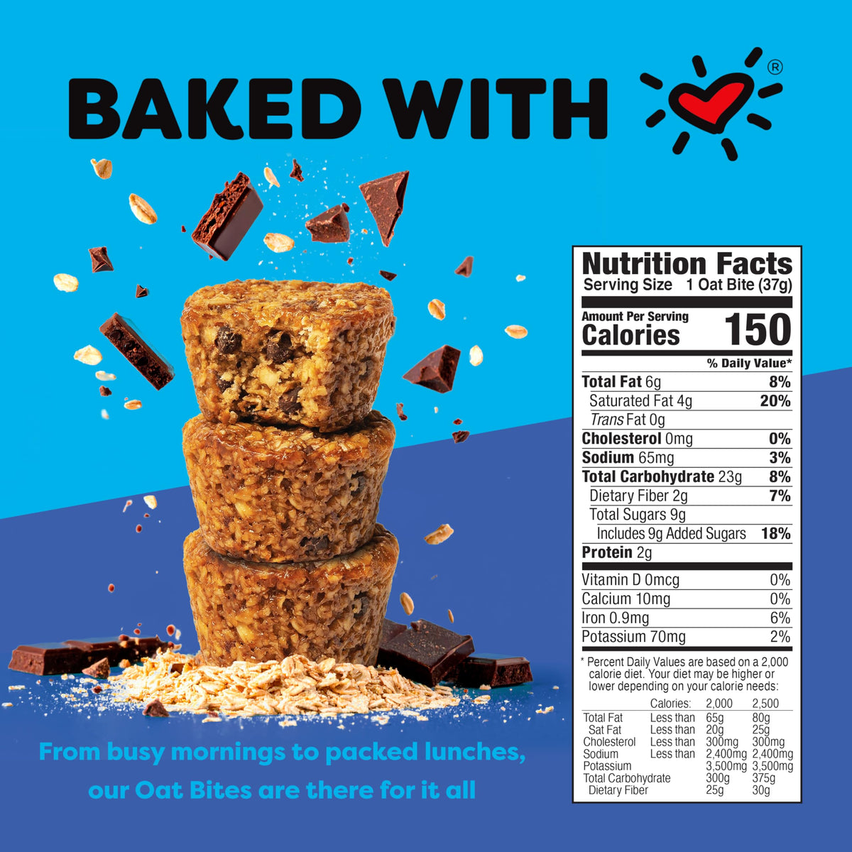 Bobo's Chocolate Chip Oat Bites – Gluten Free, Plant-Based Oat Snacks (30 Count)
