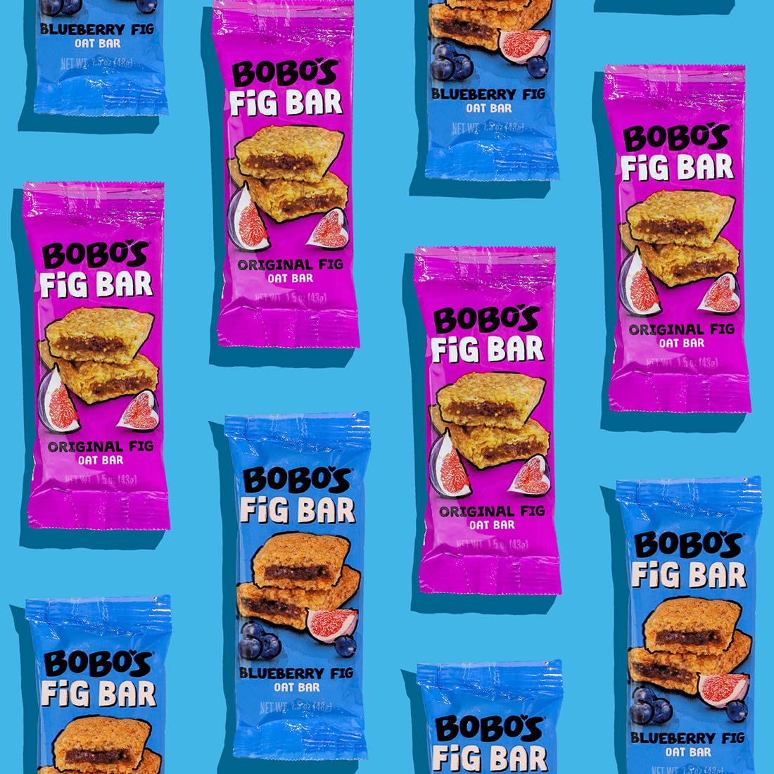 Bobo's Fig Bars Variety – Original & Blueberry (12 Bars) | Gluten Free, Plant-Based, Whole Grain Oats