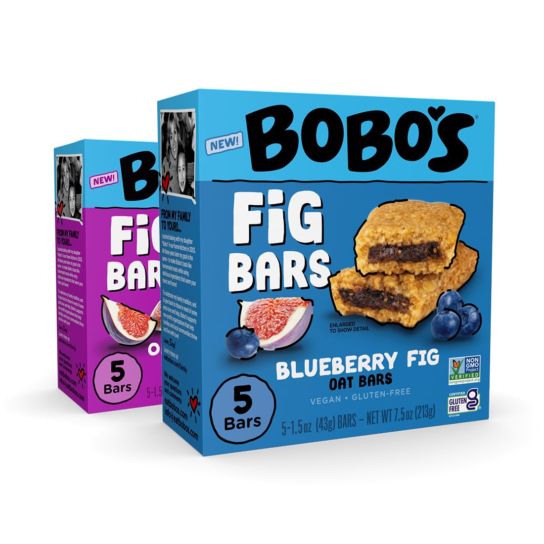 Bobo's Fig Bars Variety – Original & Blueberry (12 Bars) | Gluten Free, Plant-Based, Whole Grain Oats