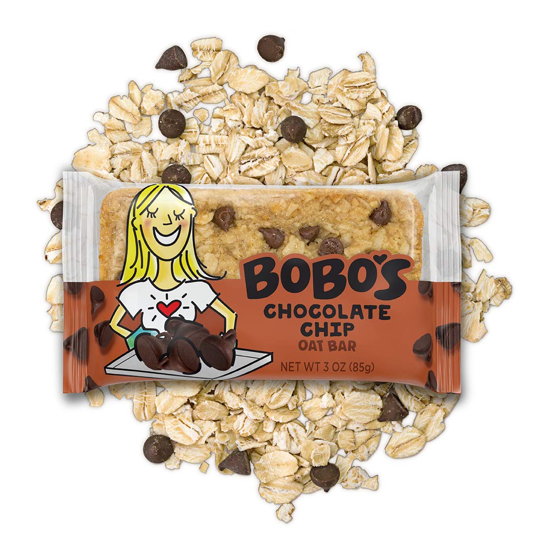 Bobo's Chocolate Chip Oat Bars — Gluten-Free, Plant-Based Whole Grain (12 Bars)