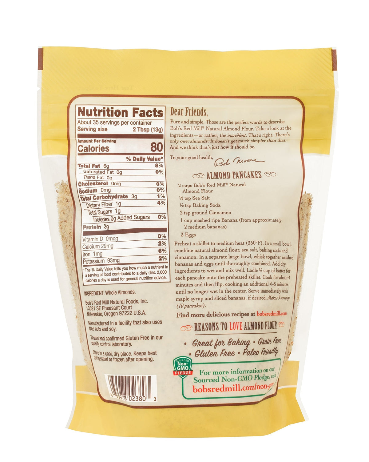 Bob's Red Mill Natural Almond Flour, 16oz x4 – Gluten Free, Non-GMO, Vegan, Paleo & Keto Friendly, Kosher
