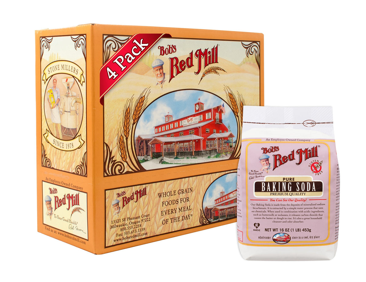 Bob's Red Mill Baking Soda, 16 Oz (4 Pack) – Pure Sodium Bicarbonate for Baking & Everyday Use