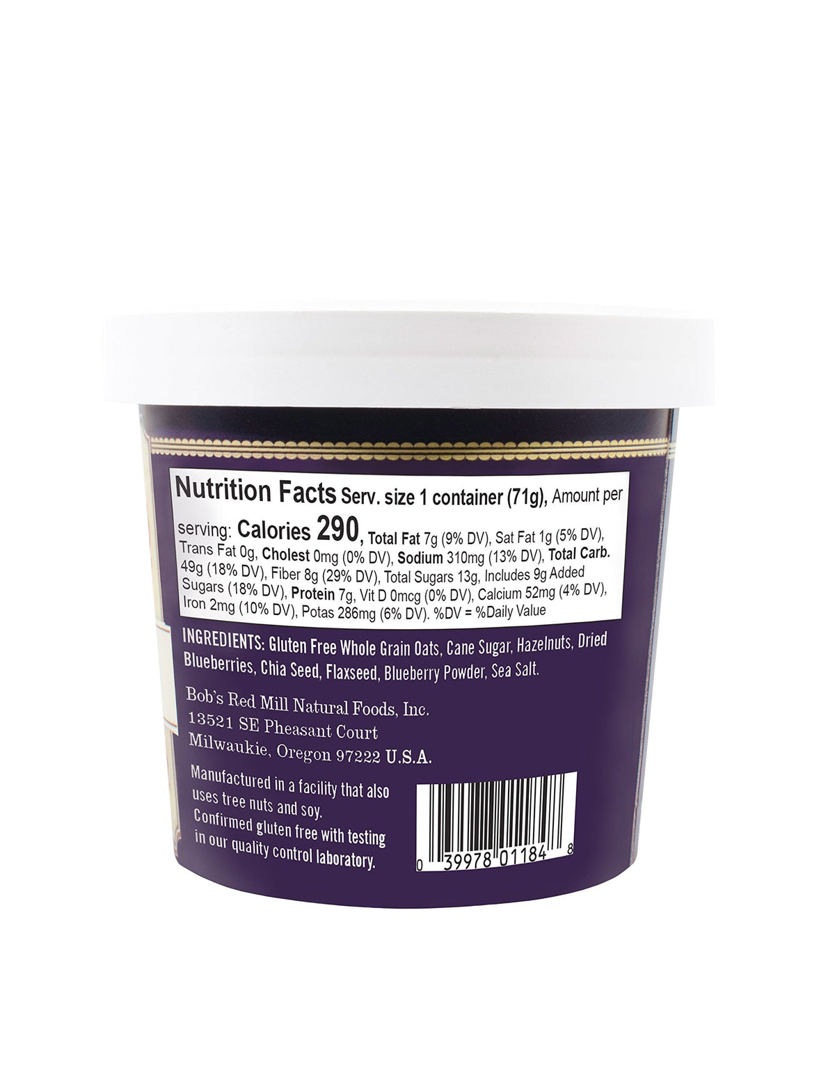 Bob's Red Mill Blueberry Hazelnut Oatmeal Cup, 2.5 oz Pack of 12 – Gluten Free