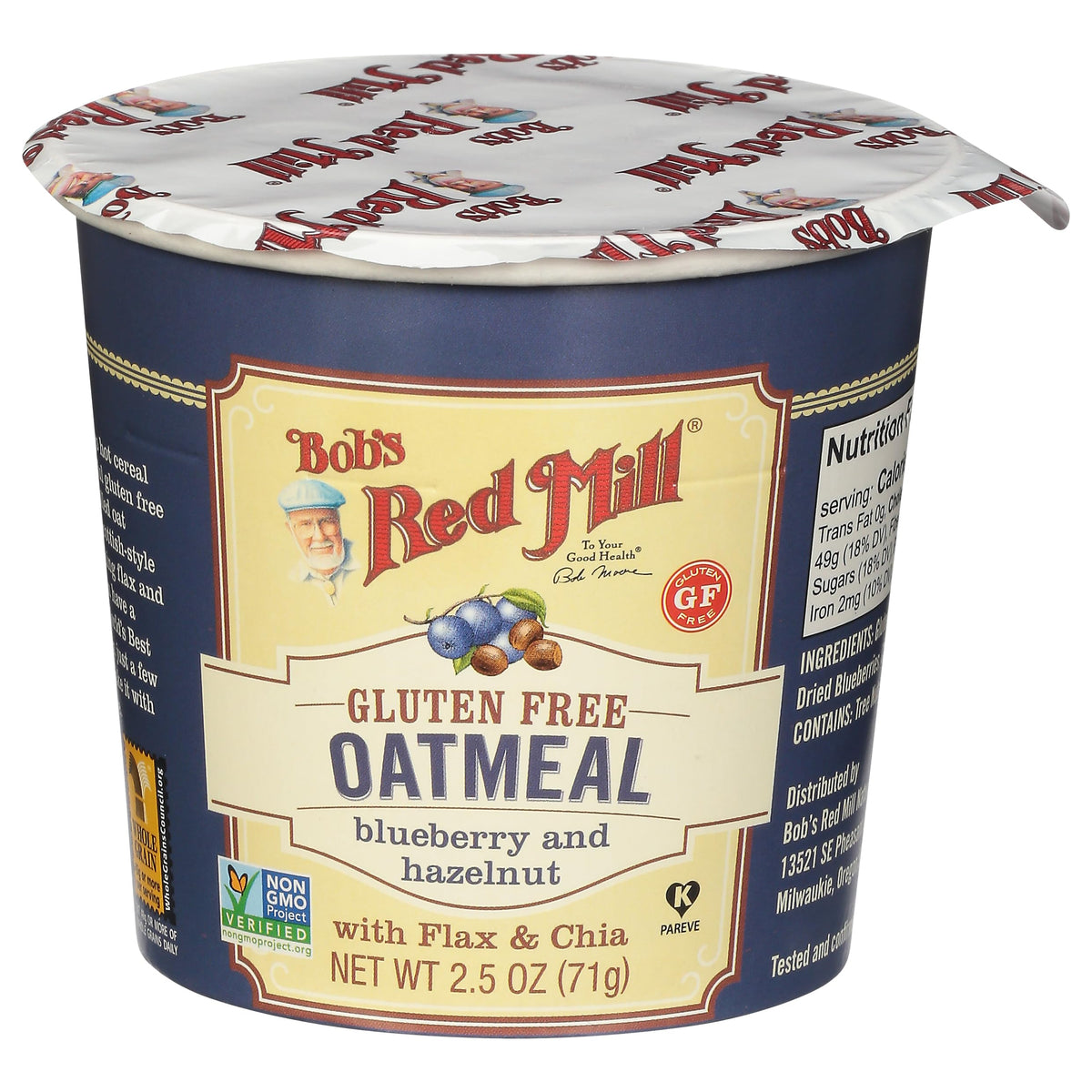 Bob's Red Mill GF Oatmeal Cup: Blueberry & Hazelnut, 12 Pack – Non-GMO, Whole Grain, Kosher