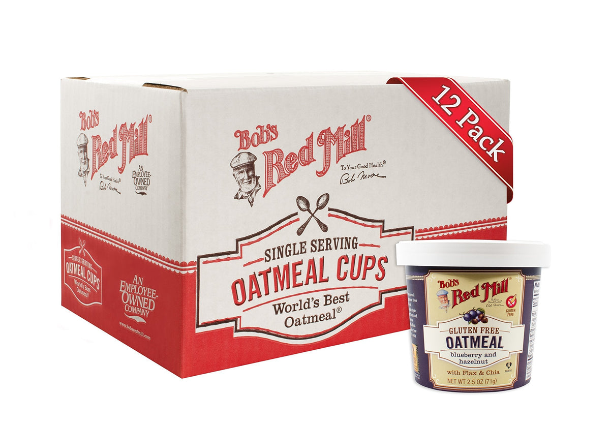 Bob's Red Mill Blueberry Hazelnut Oatmeal Cup, 2.5 oz Pack of 12 – Gluten Free