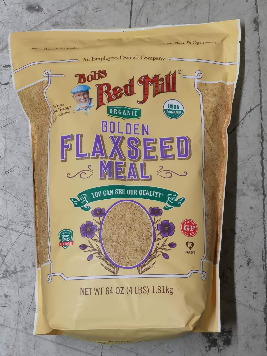 Bob’s Red Mill Organic Whole Ground Golden Flaxseed Meal – 64 oz (4 lb Total)