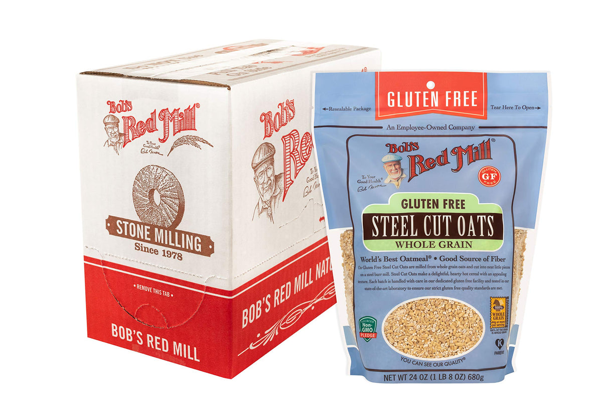 Bob's Red Mill Gluten Free Steel Cut Oats – 24oz Pack of 4 | Whole Grain, Non-GMO, Vegan, Kosher