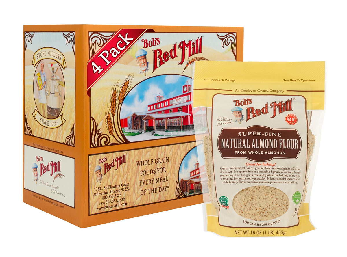 Bob's Red Mill Natural Almond Flour, 16oz x4 – Gluten Free, Non-GMO, Vegan, Paleo & Keto Friendly, Kosher