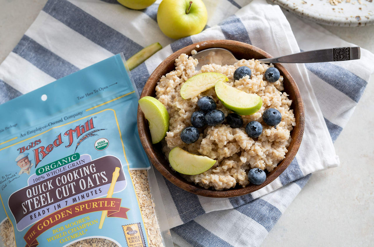 Bob's Red Mill Organic Quick Cooking Steel Cut Oats - 22oz Pack of 4 | Non-GMO, Whole Grain, Vegan, Kosher