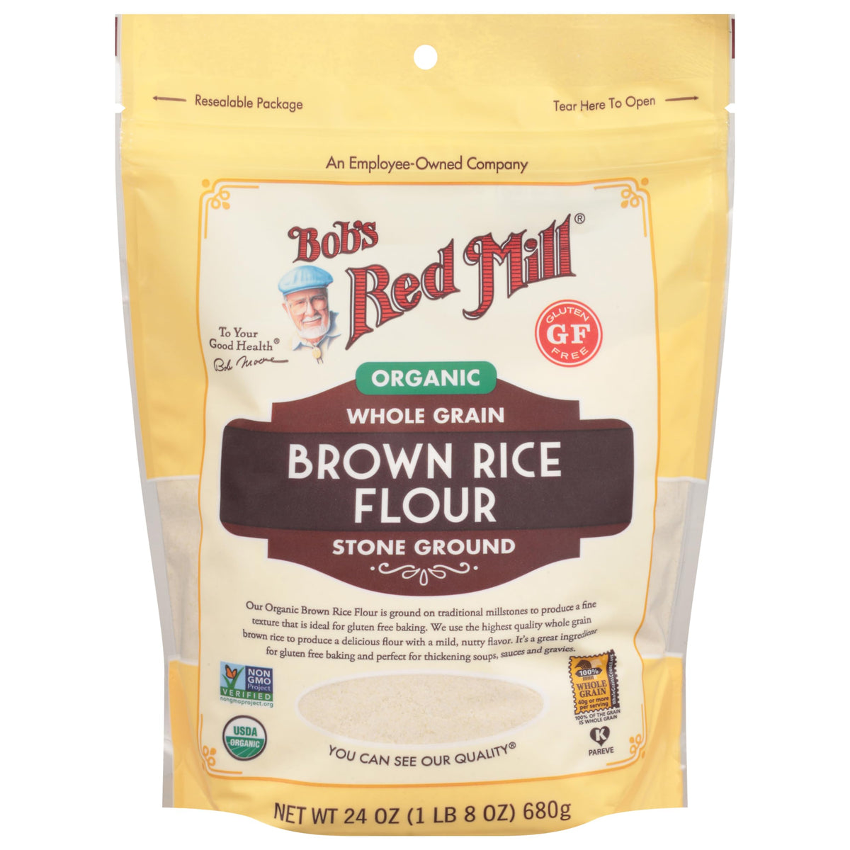 Bob's Red Mill Organic Brown Rice Flour – 24oz x4, Whole Grain & Gluten Free