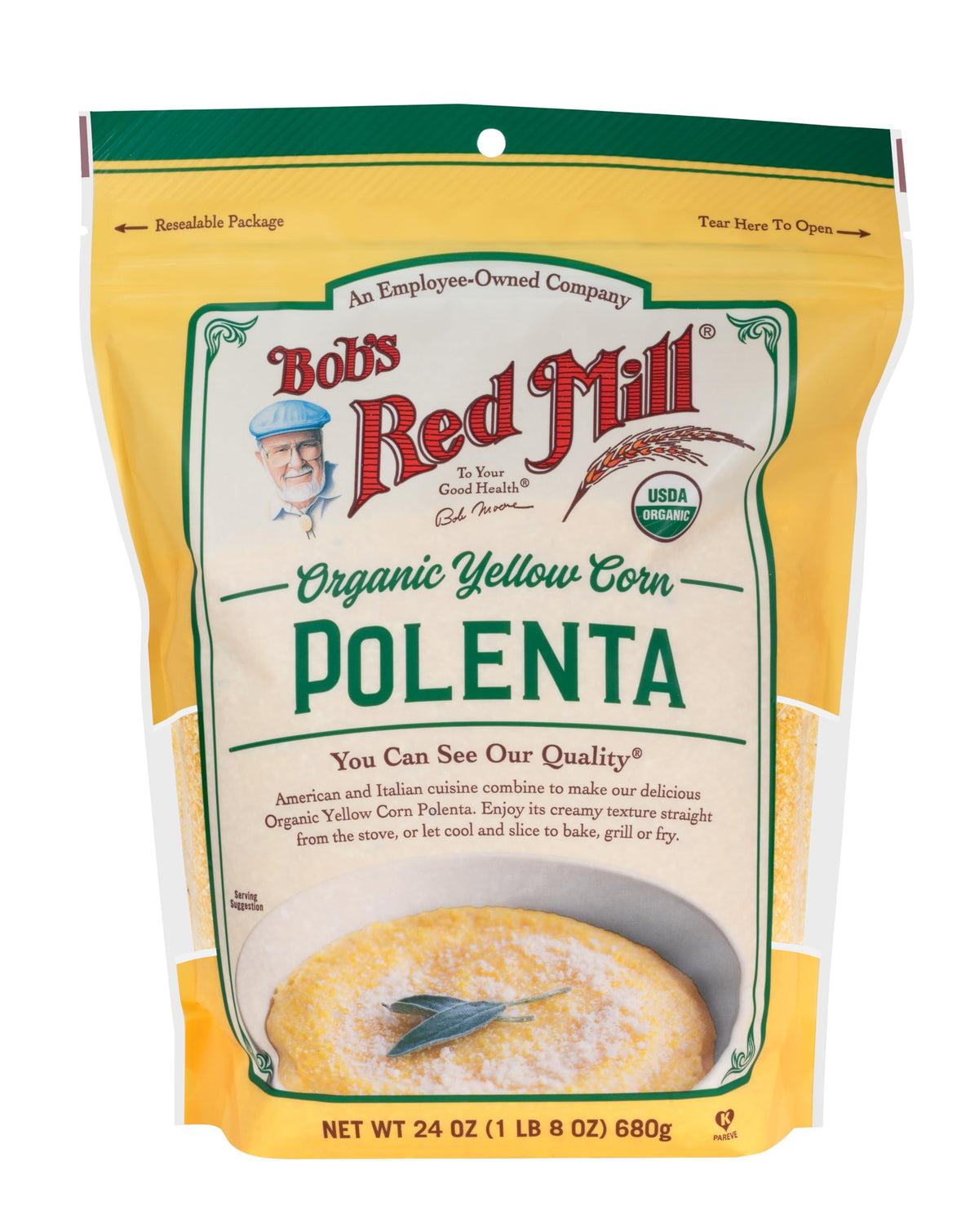 Bob's Red Mill Organic Yellow Corn Polenta, 24oz (Pack of 4) – Vegan, Kosher