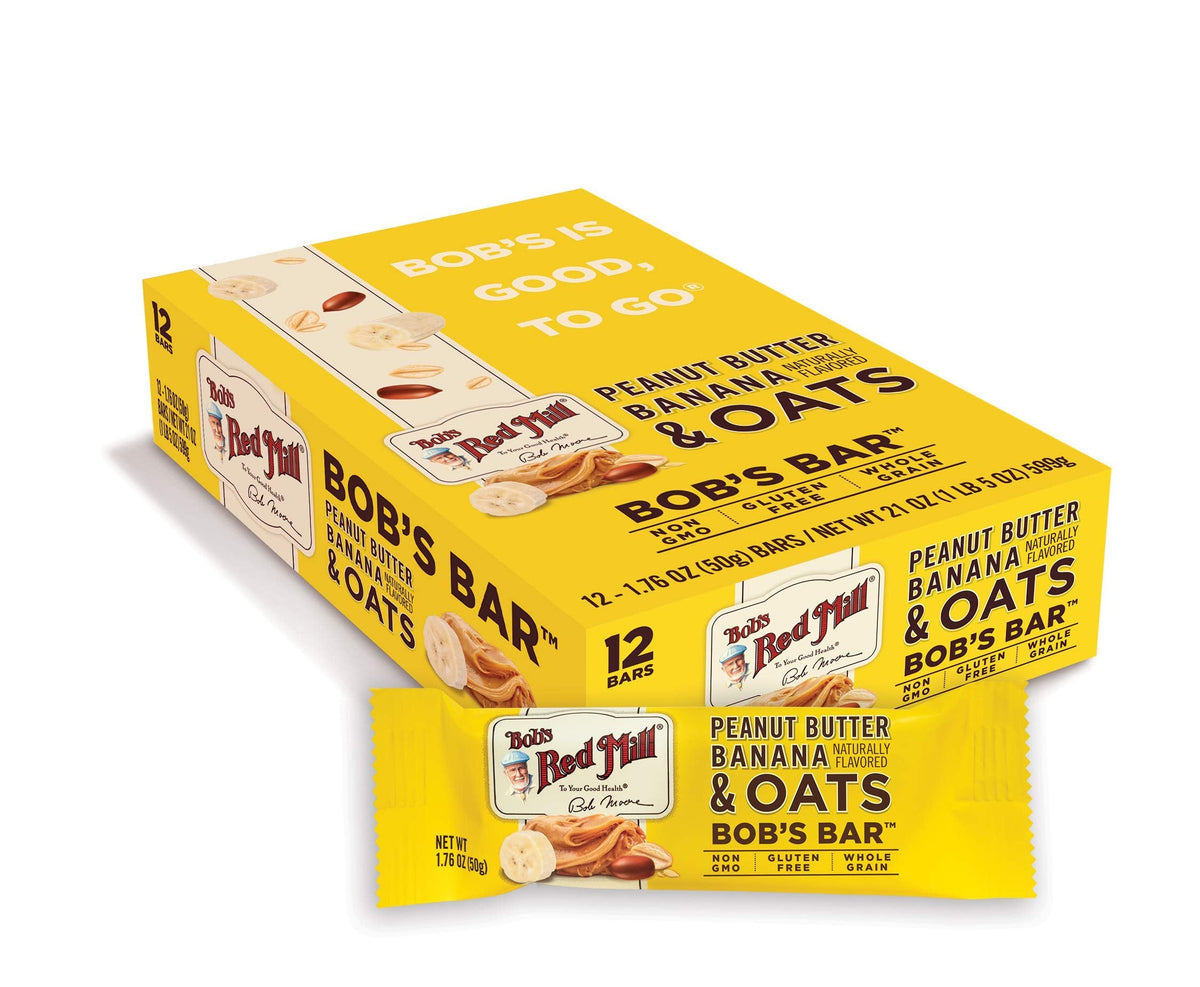 Bob's Red Mill 12pk Peanut Butter Banana & Oats Bar – Gluten Free, Non-GMO, Kosher
